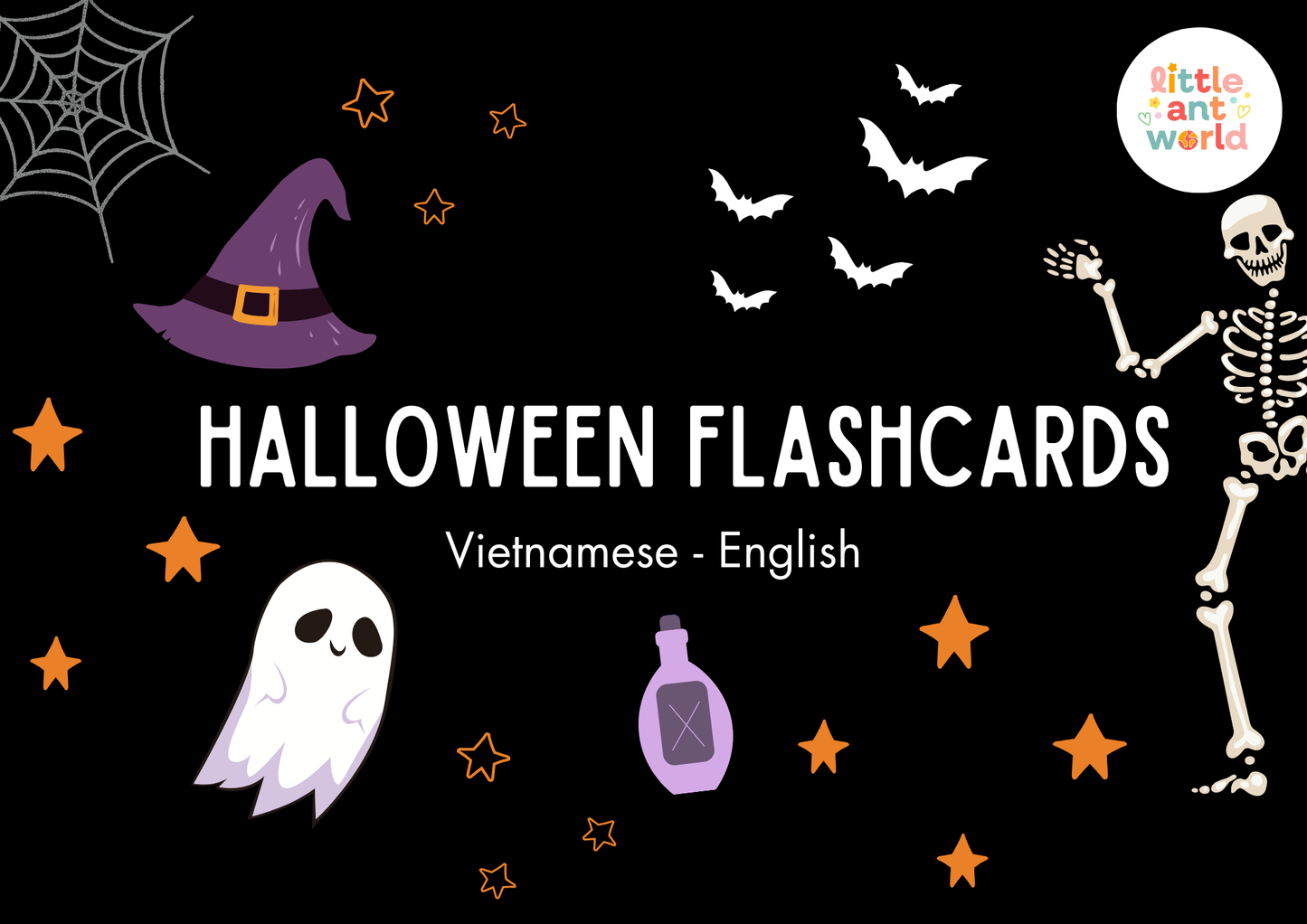FREE PRINTABLE - Halloween Flashcards in Vietnamese & English
