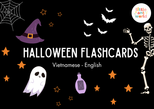 FREE PRINTABLE - Halloween Flashcards in Vietnamese & English