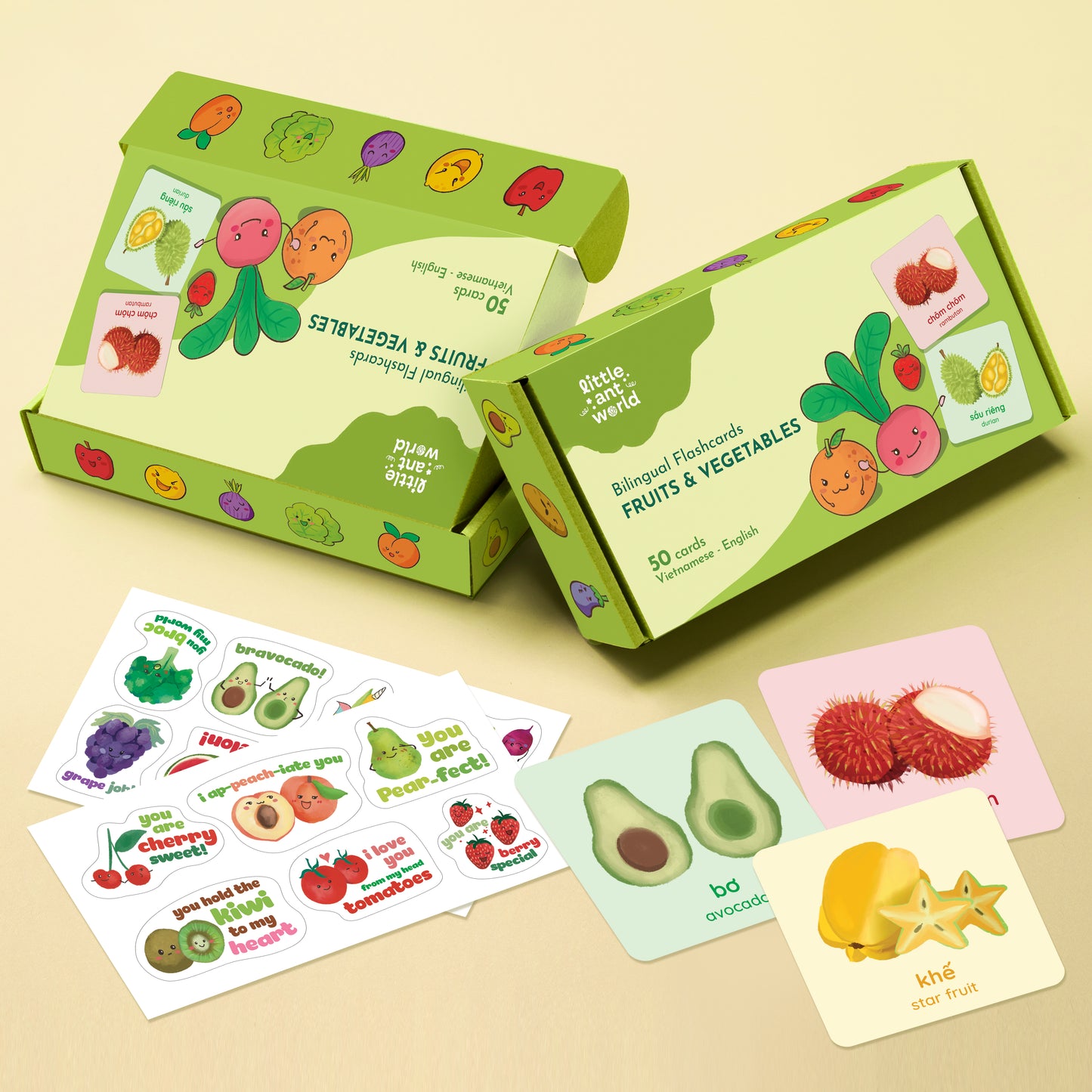 Bilingual Flashcards - Fruits & Vegetables